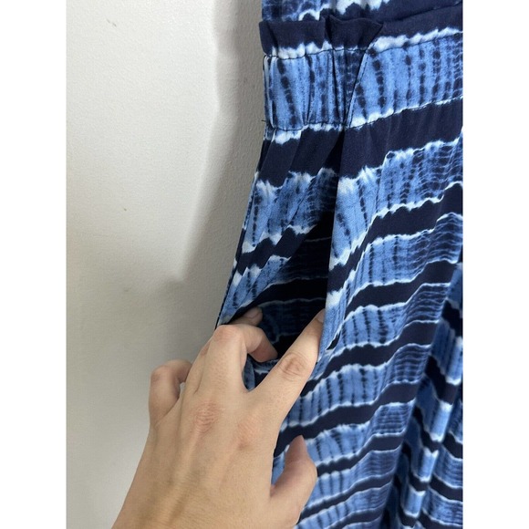 MICHAEL MICHAEL KORS Blue Tie Dye Tie Front Sleeveless Jumpsuit Size Large - Picture 3 of 7